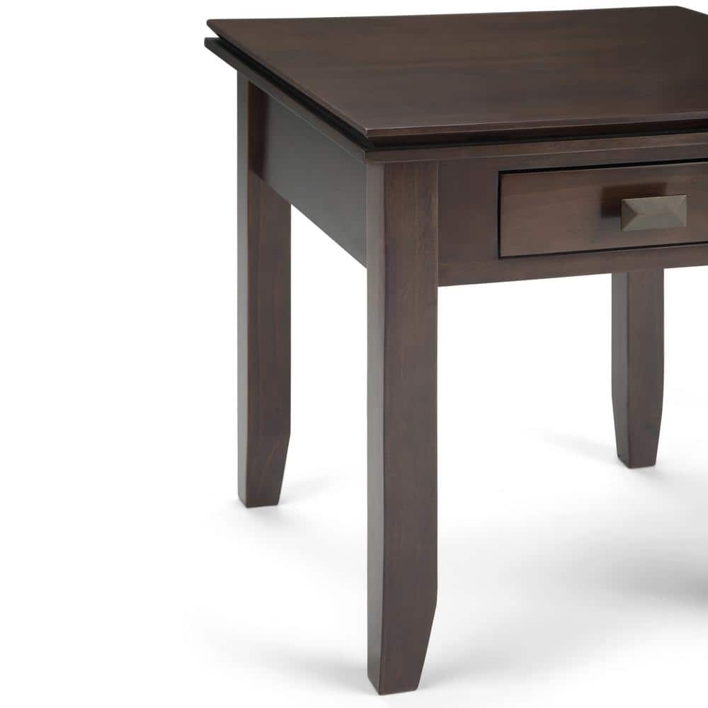 Artisan Tobacco Brown Solid Wood Square End Table with Storage