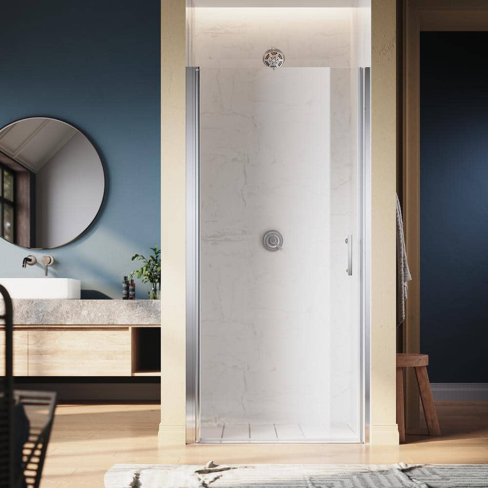 34 in. W x 72 in. H Pivot Shower Door with 1/4 in. Clear Tempered Glass in 