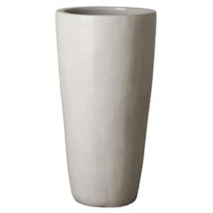 36 in. Tall Round Distressed White Ceramic Planter