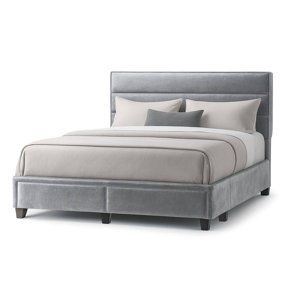 Arnia Silver Gray King Upholstered Headboard Bed Captain's Bed with 2-Storage Drawers price history on PriceWatchPro
