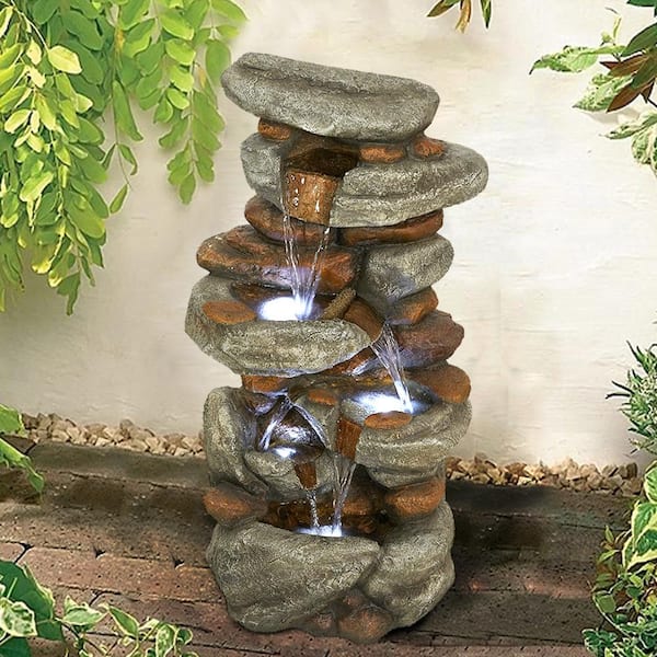 11.2 Inch Relaxation Waterfall Feature LED Decorative Tabletop Water Fountain 