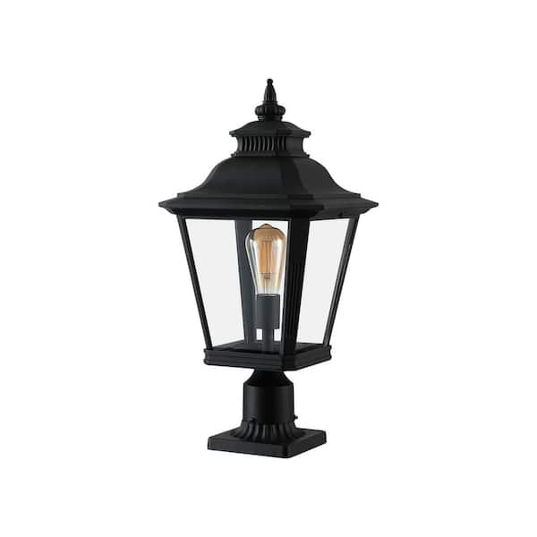 1-Light Black Metal Outdoor Weather Resistant Post Light with No Bulb Included