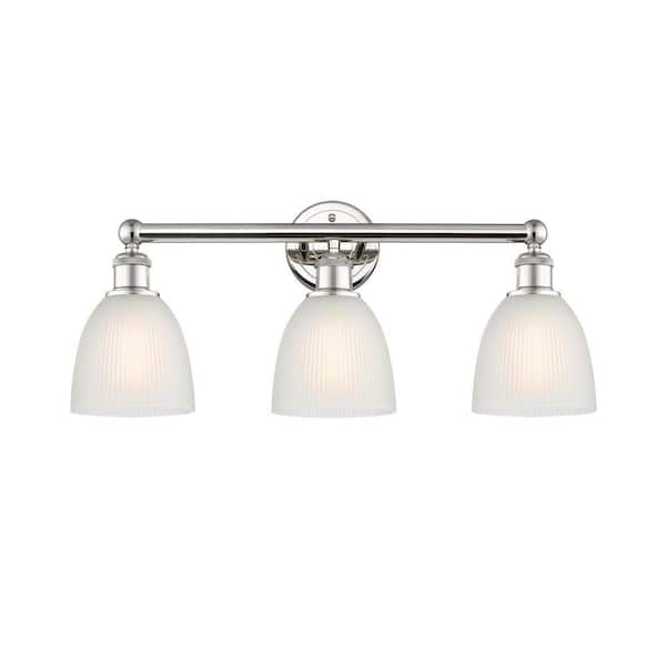 Castile 24 in. 3-Light Polished Nickel Vanity Light with Glass Shade