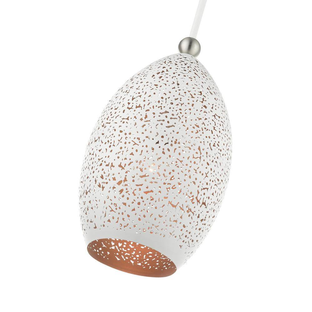 Contemporary Mini Globe Pendant Light in White and Gold with Brushed Nickel Accents