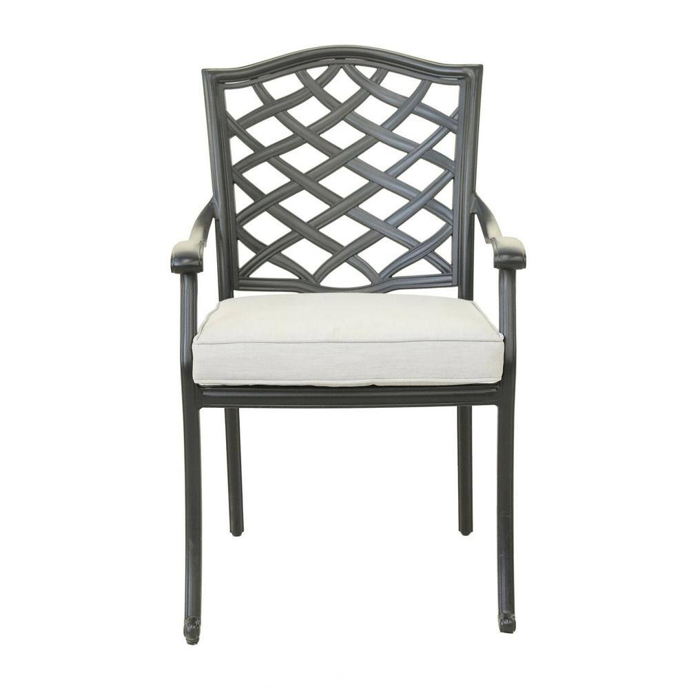 Misopily Stylish and Modern Design High-Quality Weather-Resistant Silver Aluminum Outdoor Dining Chair in. White Cushion (2-Pack)