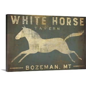 36 in. x 24 in. "White Horse Running" by Ryan Fowler Canvas Wall Art