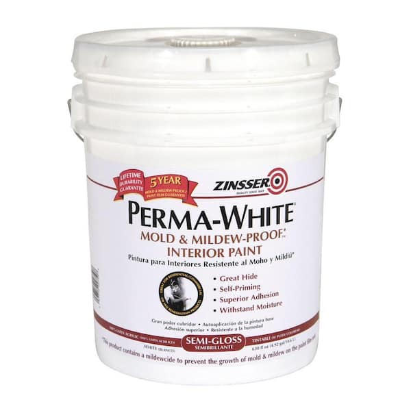 Zinsser Perma-White 5 gal. Mold & Mildew-Proof Semi-Gloss Interior Paint