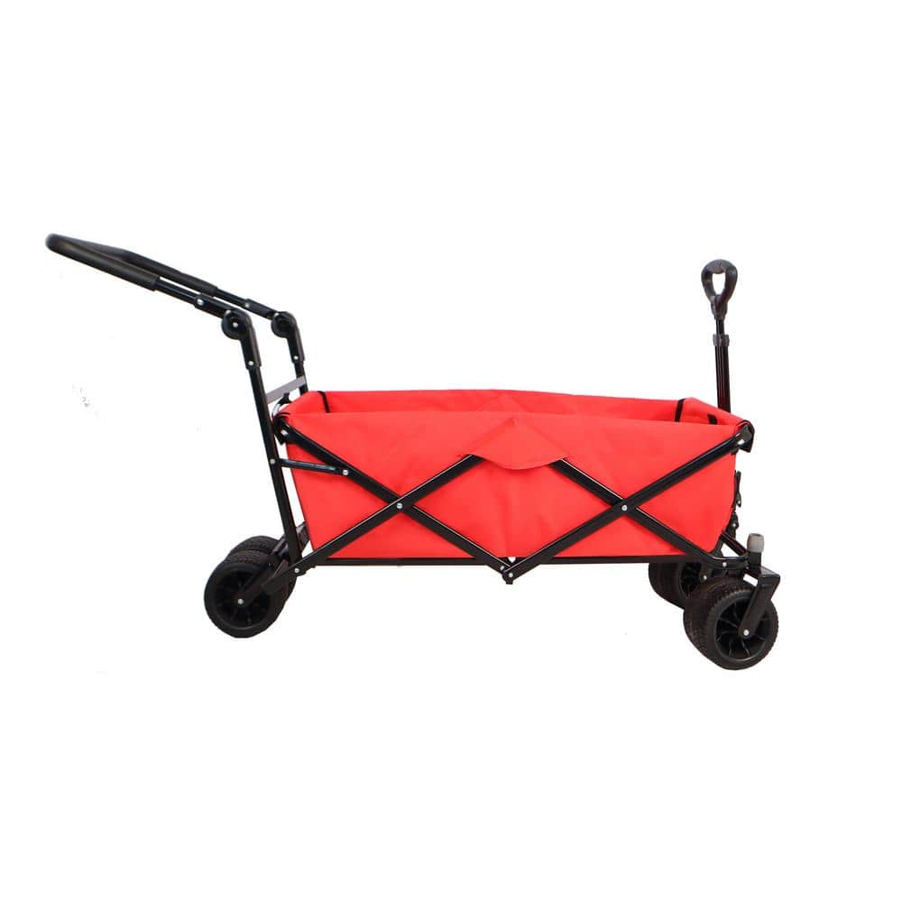 Red Steel Frame Collapsible Outdoor Utility Wagon