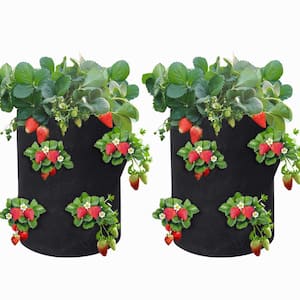 13.8 in. Dia x 17.7 in. H 10 Gal. Black Fabric Mount Planter Plant Strawberry Grow Bag Planter Grow Bag (2-Pack)