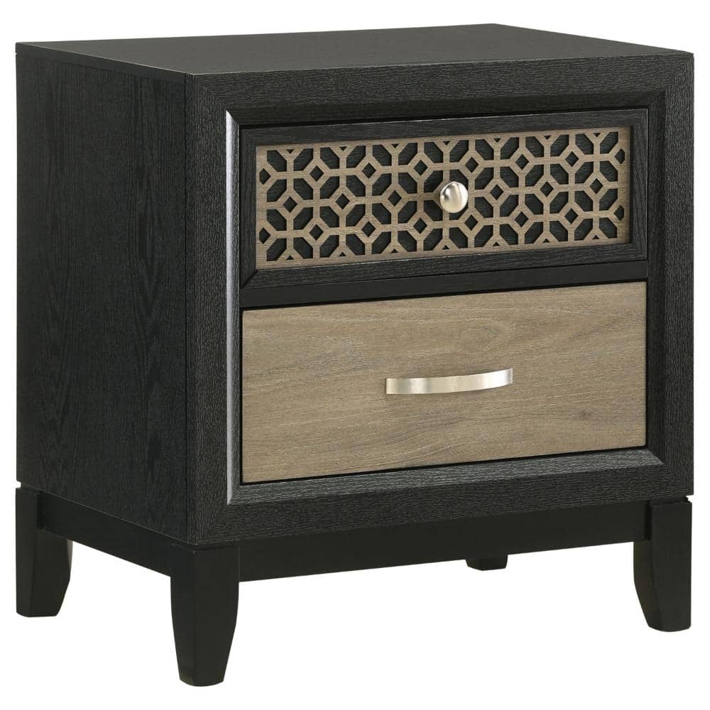 23.5 in. Black, Brown and Silver 2-Drawers Wooden Nightstand price history on PriceWatchPro