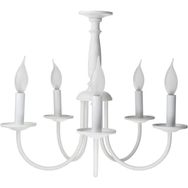 5-Light Textured White Decorative Indoor Ceiling Chandelier