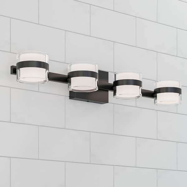 Austin 27.5 in. 4-Light Modern Black Integrated LED Dimmble 3-CCT Vanity Light