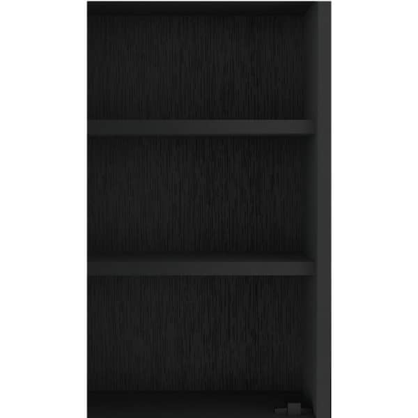 Aoibox 24 in. W x 20 in. H Rectangular Wood Medicine Cabinet with Mirror, 6 External Shelves,3 Internal Shelves in Black Wengue