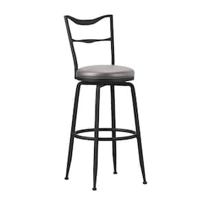 Larimore 17 in. Black Full Back Metal 42.5 in. Bar Stool with Faux Leather Seat