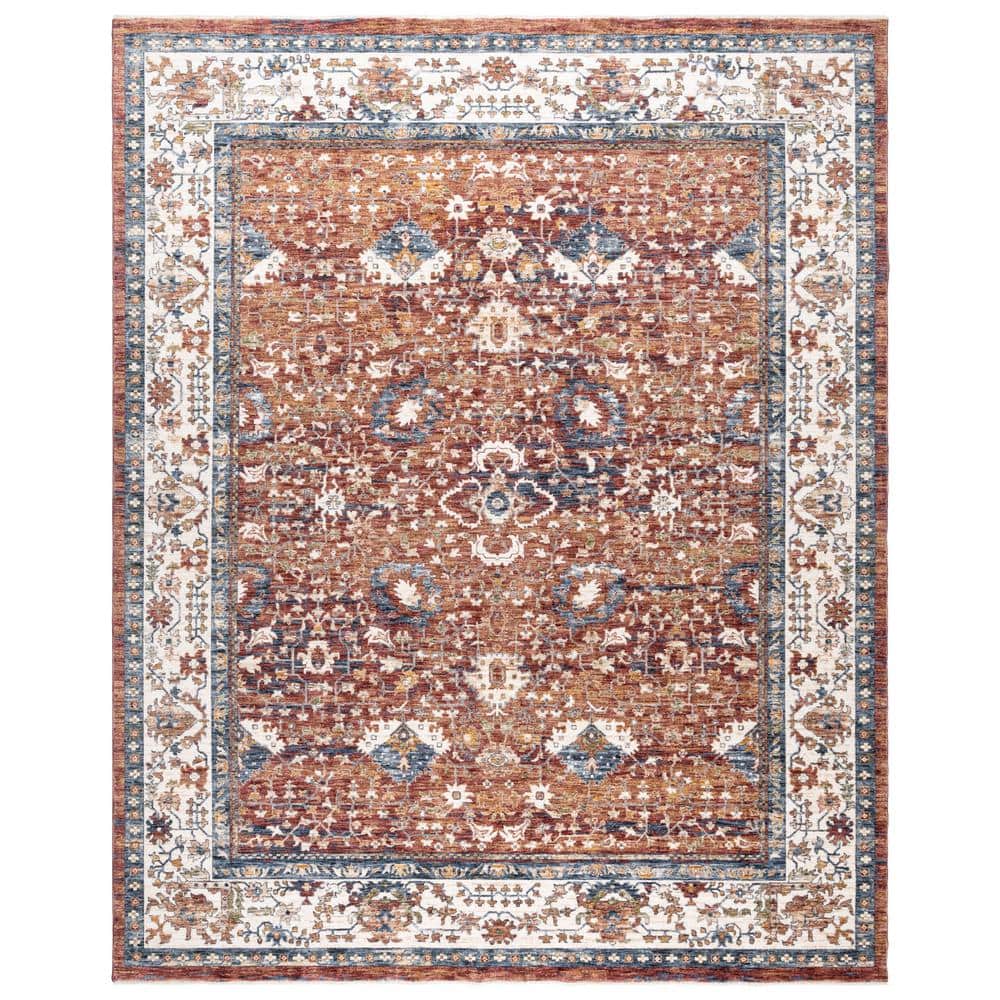 Tudor Red and Blue Rectangular Synthetic Area Rug