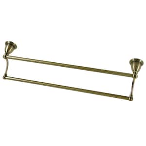 Heritage 24 in. Wall Mount Double Towel Bar in Antique Brass