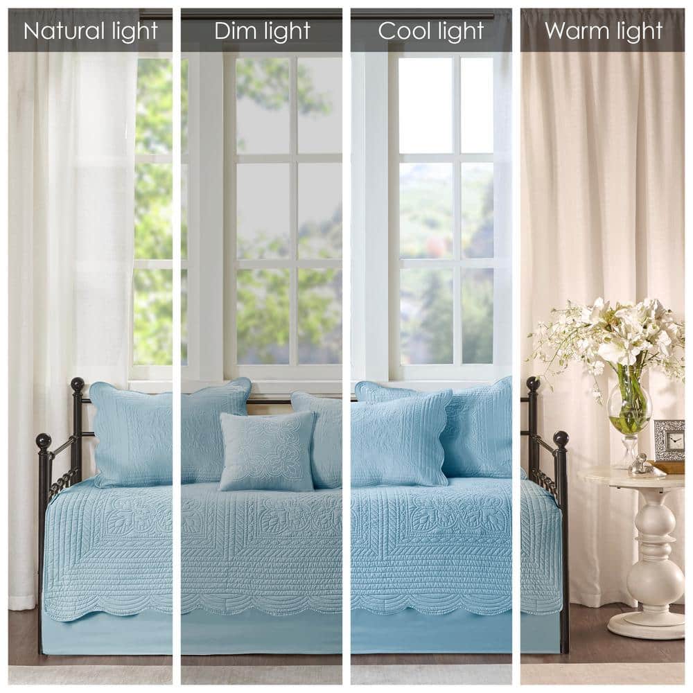 Blue Microfiber Reversible Scalloped Edge Daybed Cover Set