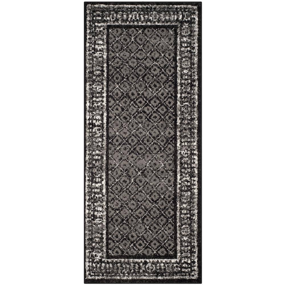 SAFAVIEH Adirondack Black/Silver 3 ft. x 6 ft. Border Geometric Runner