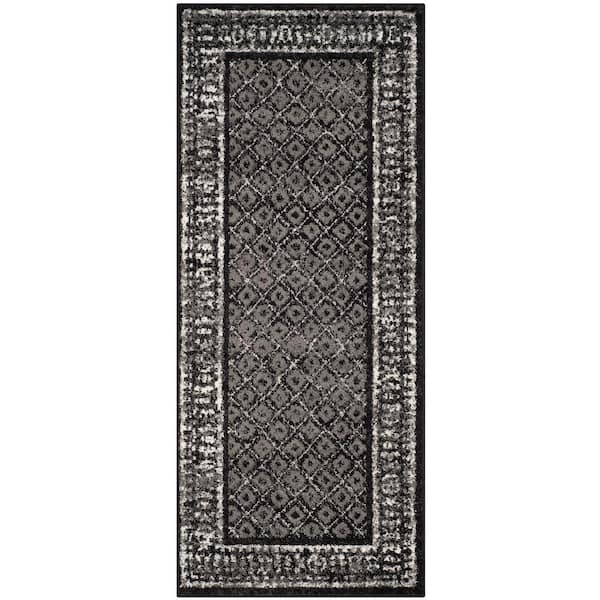 SAFAVIEH Adirondack Black/Silver 3 ft. x 6 ft. Border Geometric Runner Rug