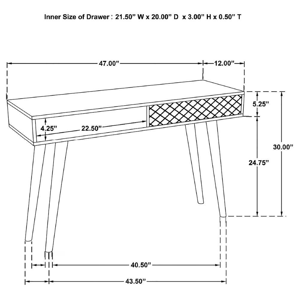 Natural Brown Acacia Wood Rectangular Console Table with Storage