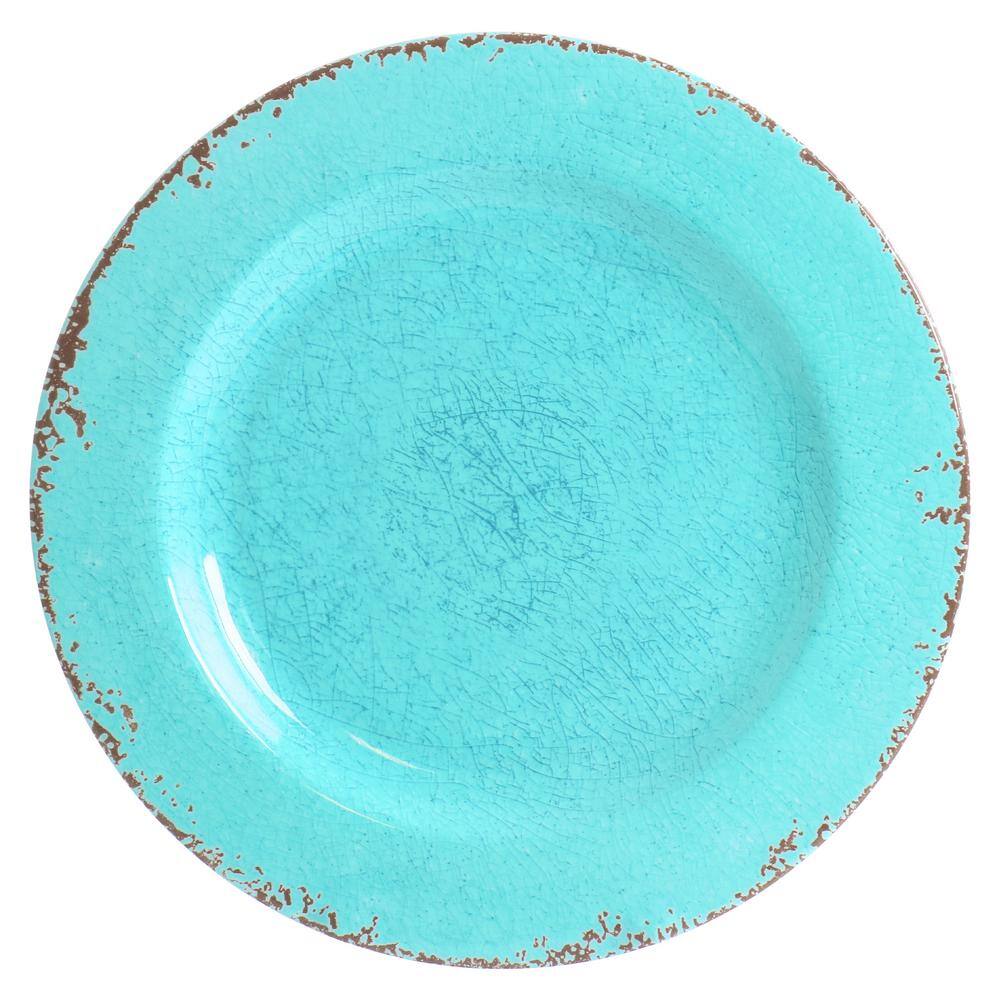 Tiffany Blue Distressed Melamine 12-Piece Dinnerware Set