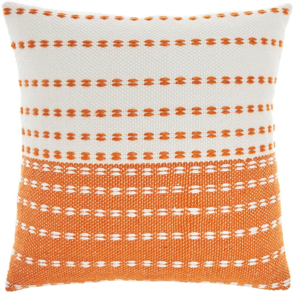 Mina Victory Orange Striped 18 in. x 18 in. Indoor/Outdoor Throw