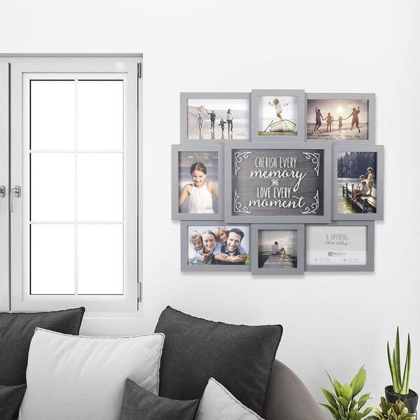 16 x 19 White Wood Hanging 8-Opening Sentiment Dimensional Picture