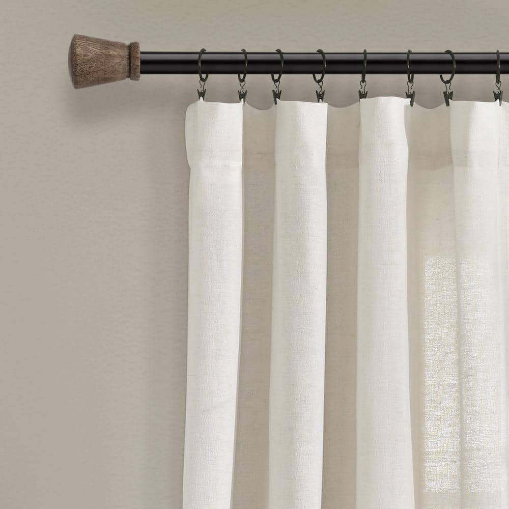 Off White Linen Blend Pleated Rod Pocket Window Panel
