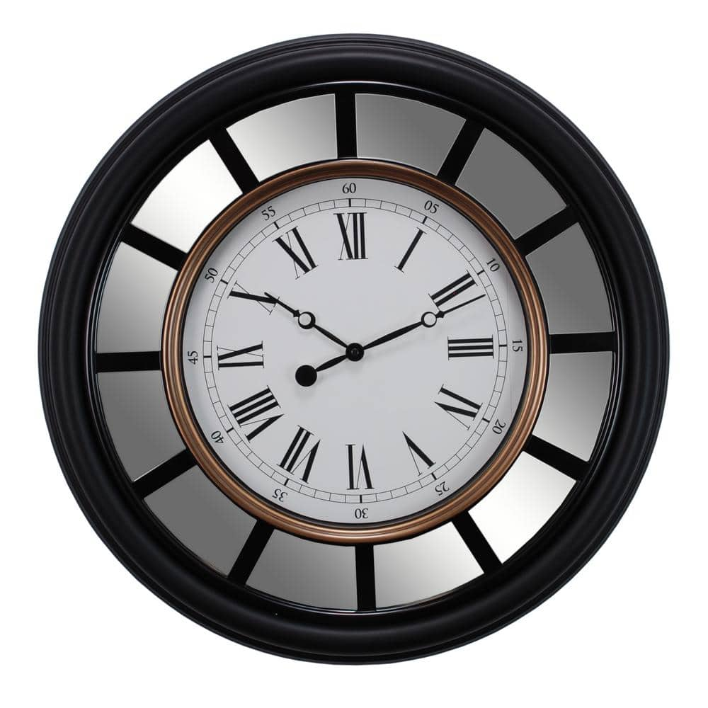 Kiera Grace Milan Oversized 22 in. Wall Clock with Mirror Accent 2-1