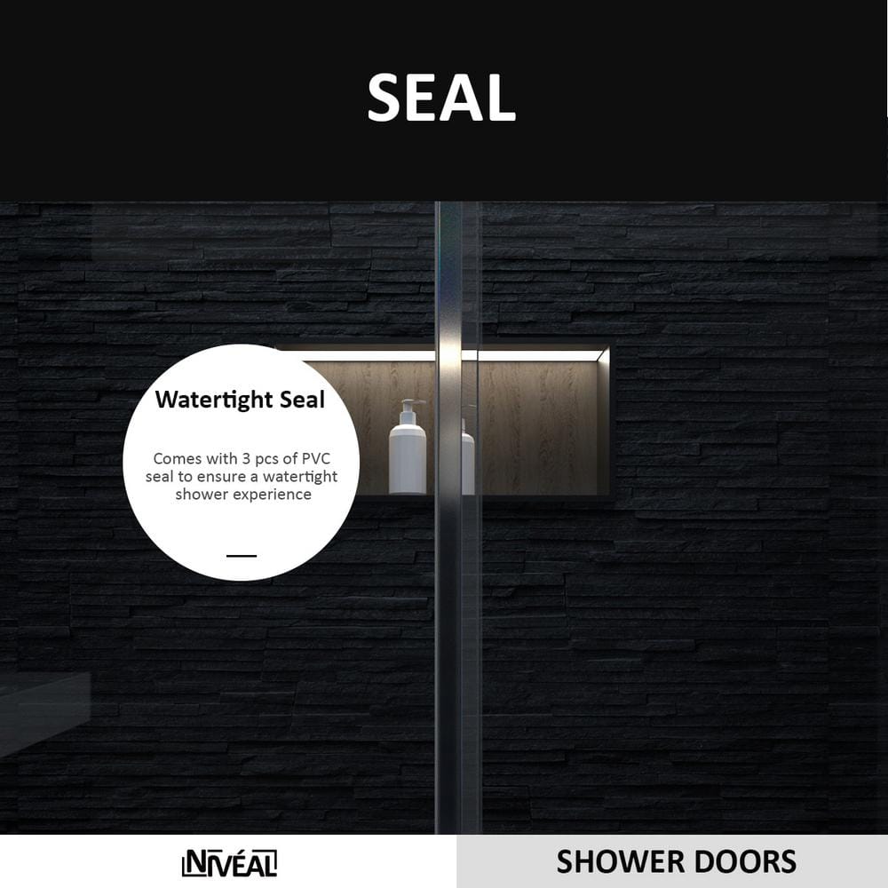 60'' Silver Semi-Frameless Sliding Shower Door with Clear Tempered Glass