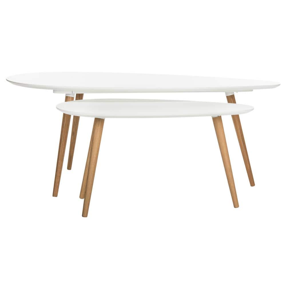 White and Natural Oak Split Coffee Table Set