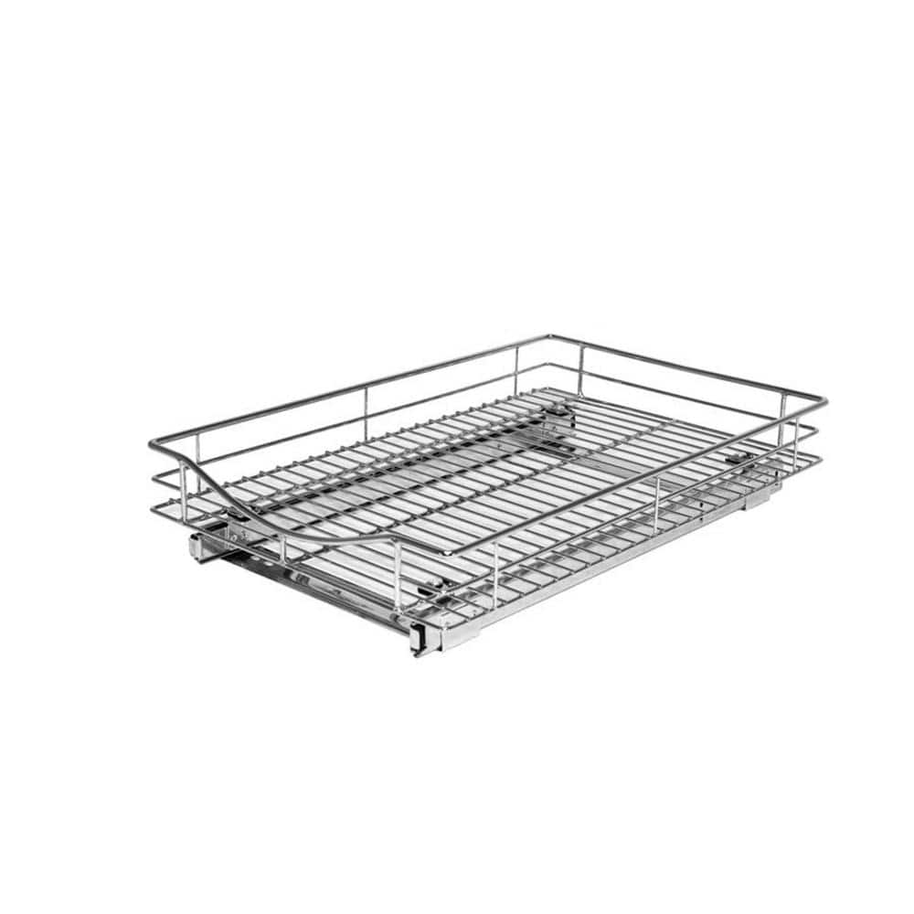 Holdn' Storage Heavy Duty Pantry Pull Out Cabinet Organizer Basket - Basket Size 11 inchw x 21 inchd x 5 inchh, Size: 11Wx21Dx5H, Silver