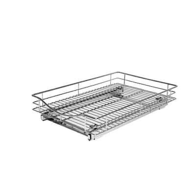 HOMLUX 2-Tier 20 in. W x 21 in. D Silver Metal Individual Pull Out Cabinet  Organizer 421202X-Double basket - The Home Depot