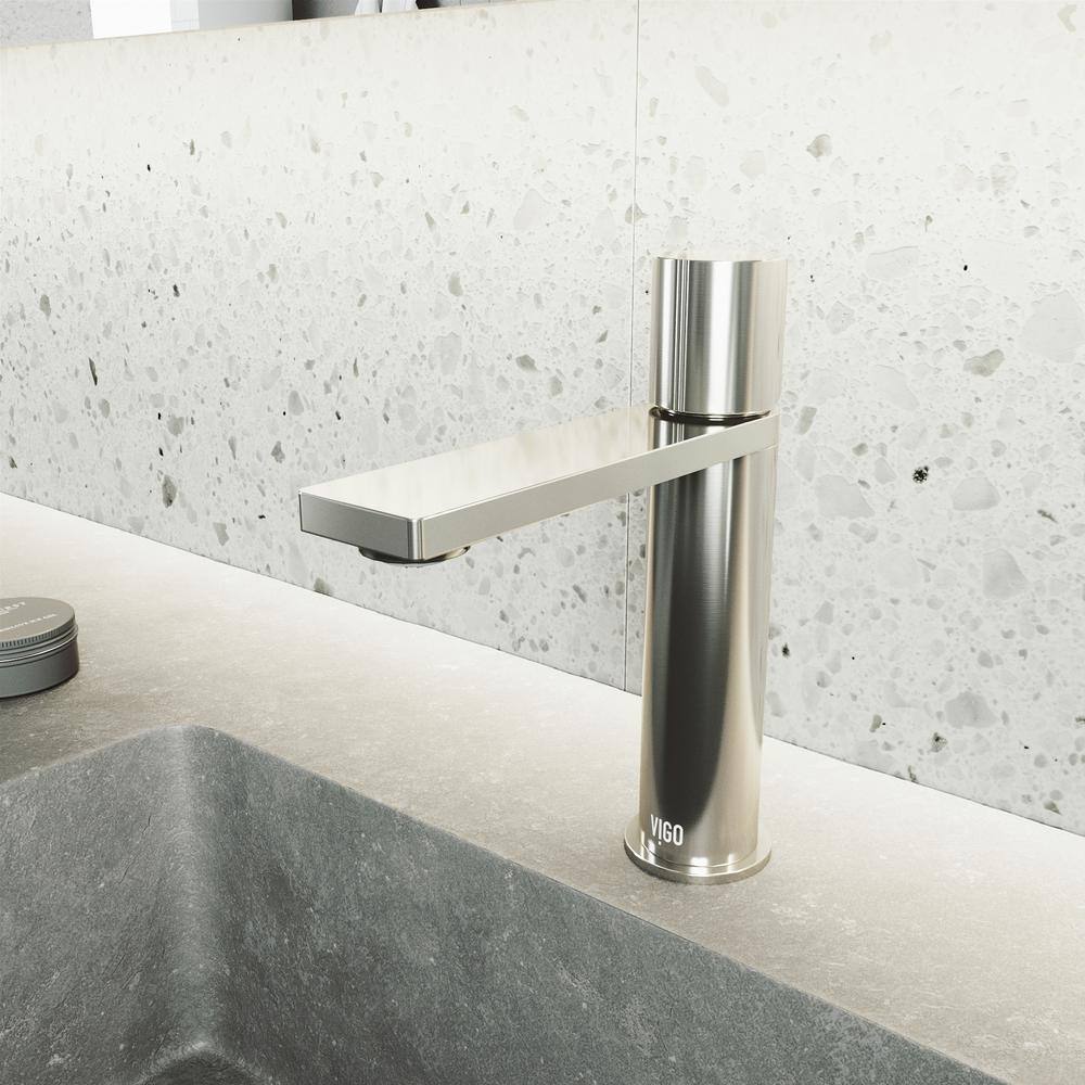 Brushed Nickel Single Handle Bathroom Faucet with Low Arc Spout