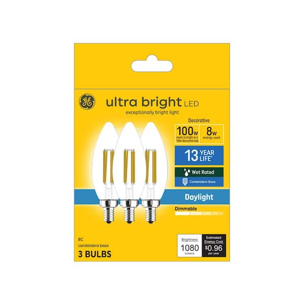 100.0-Watt Equivalent B12 LED Daylight Dimmable Bulb 3-Pack