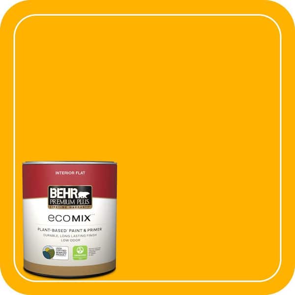 BEHR PREMIUM PLUS 1 qt. #310B-7 Saffron Thread Flat EcoMix Plant-Based ...