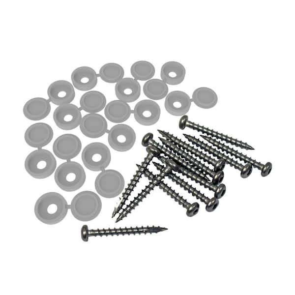 Barrette Outdoor Living 1-1/2 in. L #8 External Square Round Stainless Steel Decorator Screws and Cover Gray (12-Pack)