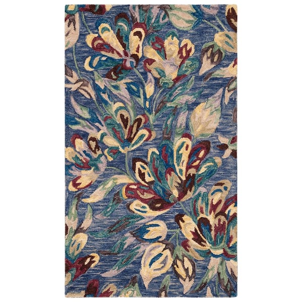 Fairview Spring Blue Rug SAFAVIEH Blossom 4 ft. x 6 ft. Blue/Violet Oversized Floral Area Rug ...