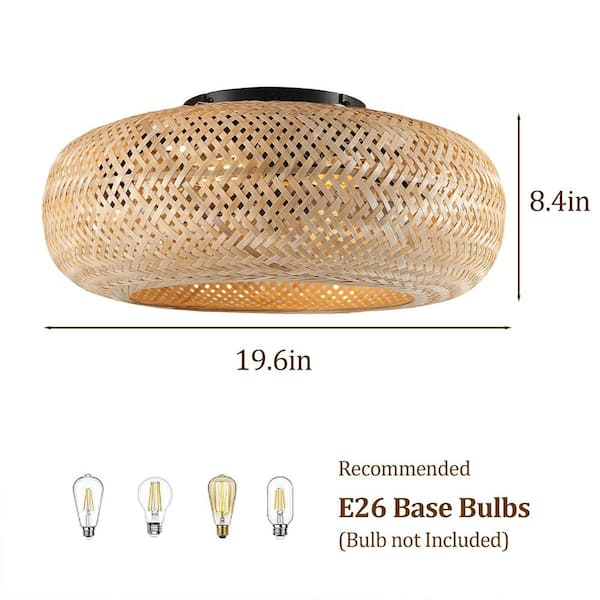 20 in. Brown Indoor Caged Farmhouse Ceiling Fan, Standard Flush Mount Ceiling Fan for Bedroom, E26 Bulb not Included