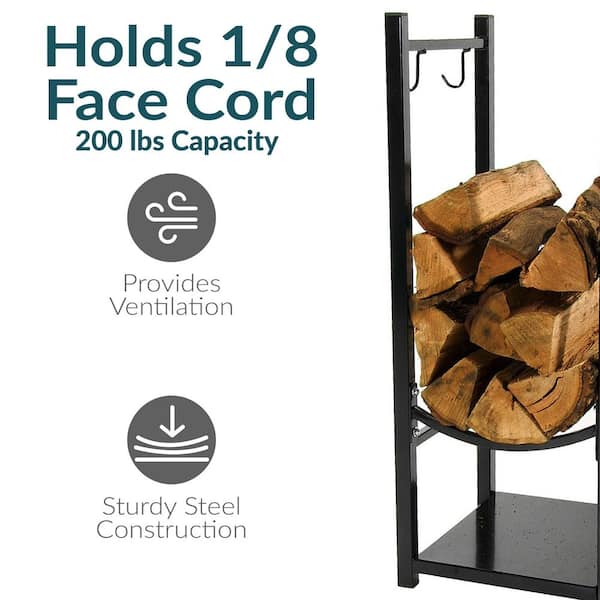 Sunnydaze 32 in. Indoor/Outdoor Fireside Log Rack with Tool