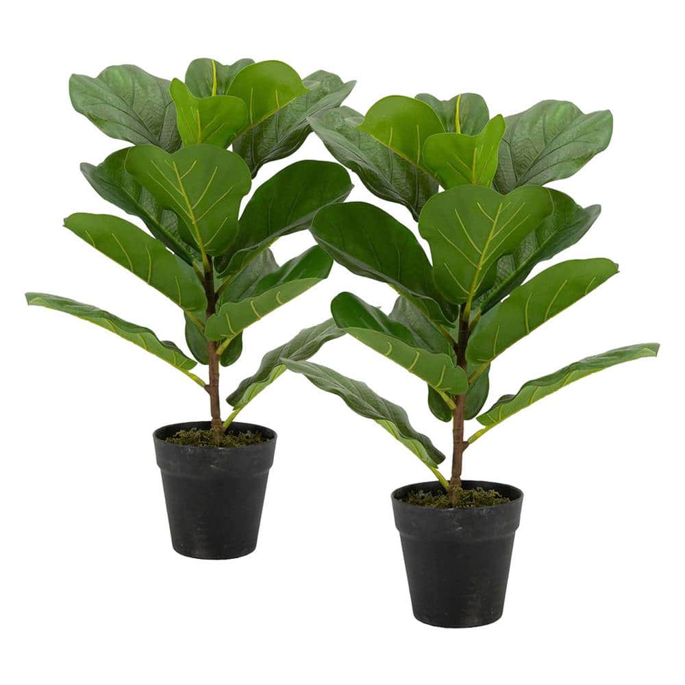 Tall Artificial Fiddle-Leaf Fig Tree in Woven Basket Set