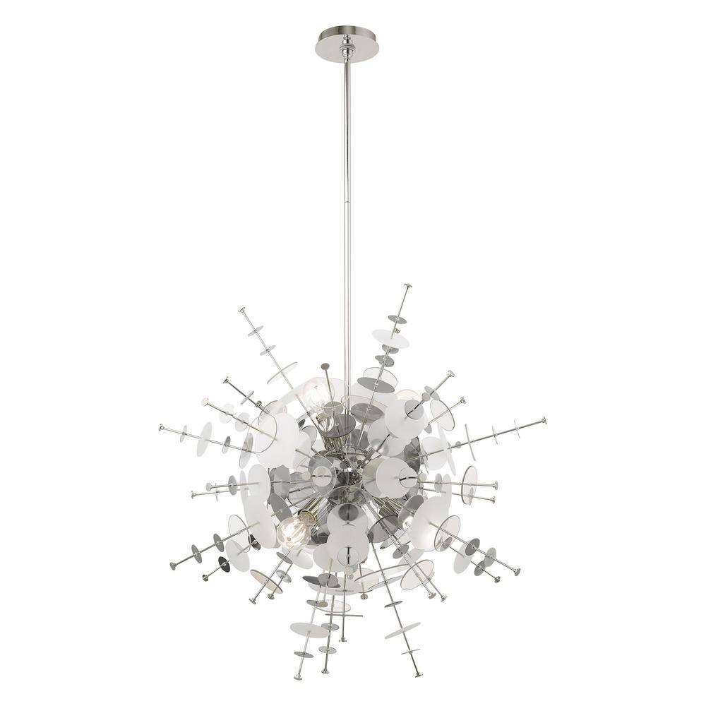 Polished Chrome 6-Light Globe Chandelier with Glass Discs