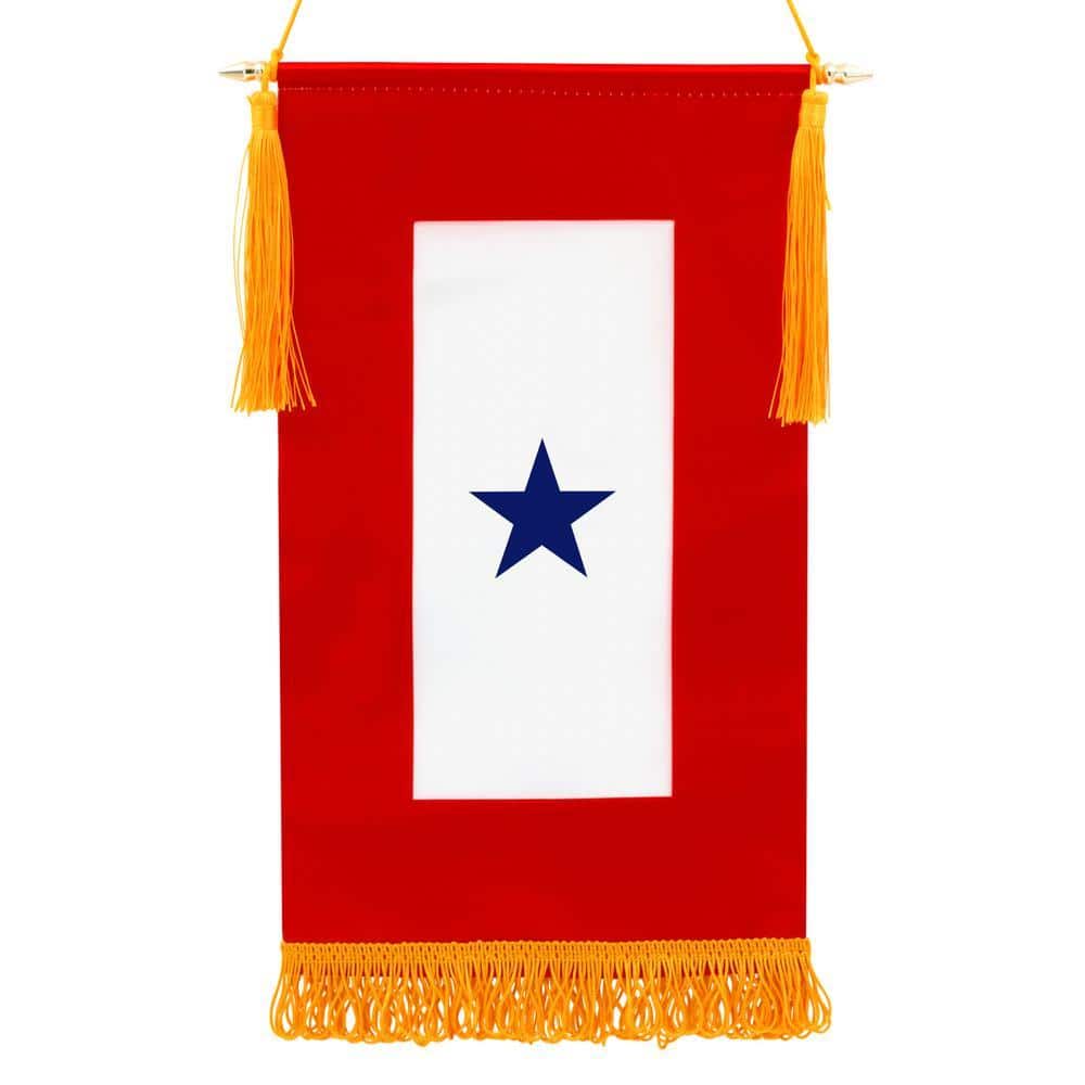ANLEY 1.25 ft. x 2/3 ft. Fringed Flag w/ 2/3 ft. Wooden Flagpole and Golden Hanging Cord w/ Tassels - Military Service Banner