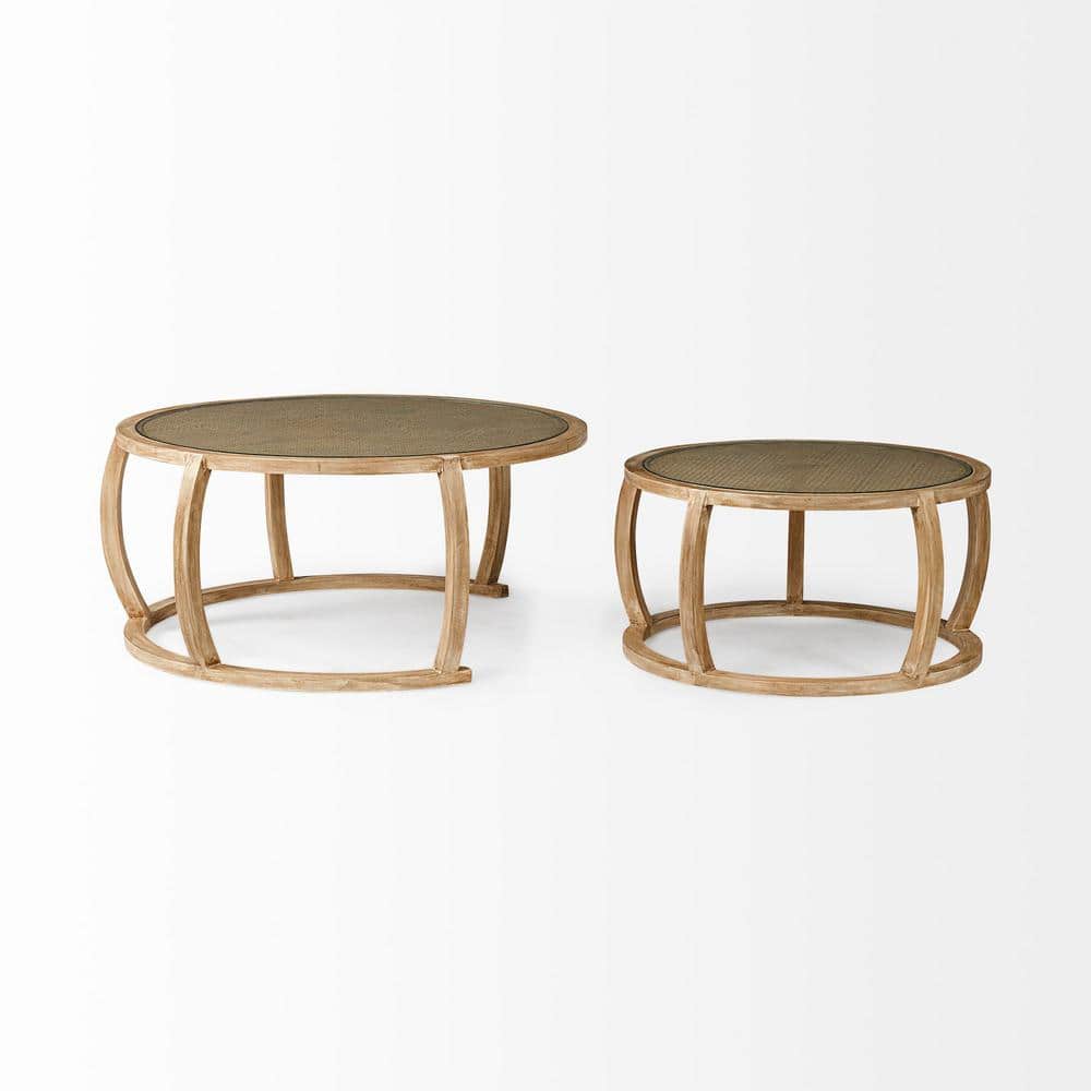 Hubbard Round Wood and Glass Nesting Coffee Table Set