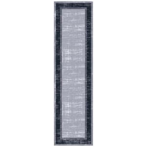 Ottohome Collection Non-Slip Rubberback Bordered 3x10 Indoor Runner Rug, 2 ft. 7 in. x 9 ft. 10 in., Gray