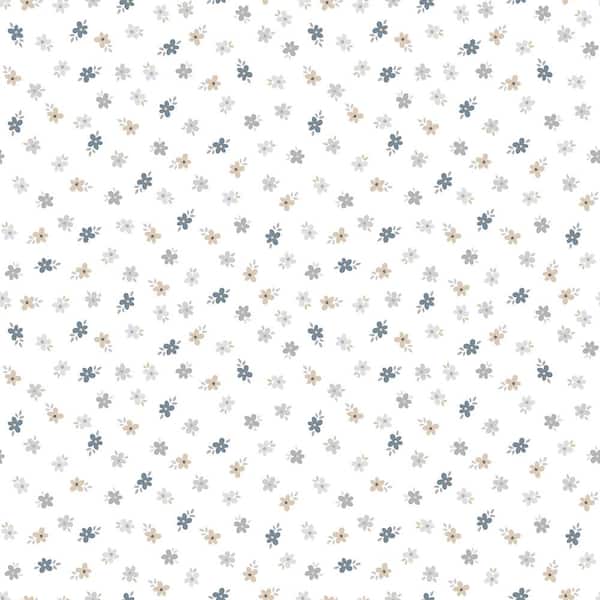 Unbranded Little Explorers 2 Grey 5-Leaf Flower Matte Finish Non-Pasted Non-Woven Wallpaper Roll