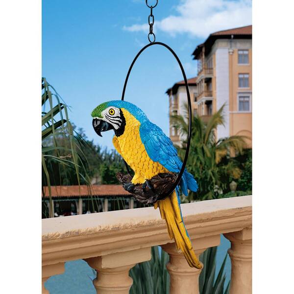 Design Toscano 14 in. H Polly in Paradise Medium Parrot Hanging Sculpture  on Ring Perch QL12820 - The Home Depot