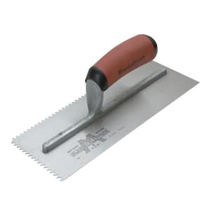 11 in. x 1/2 in. x 15/32 in. V-Notch Flooring Trowel with Durasoft Handle