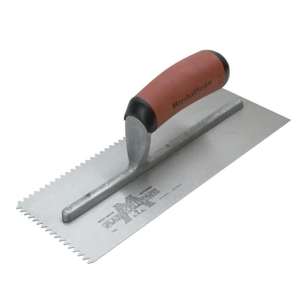 MARSHALLTOWN 11 in. x 1/2 in. x 15/32 in. V-Notch Flooring Trowel with Durasoft Handle