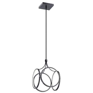 Elan Ciri 19.75 in. Integrated LED Matte Black Contemporary Cage Kitchen Pendant Hanging Light